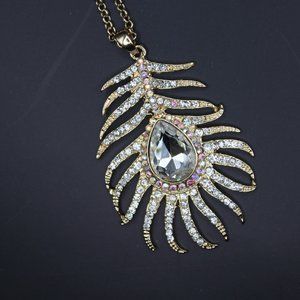 Antique Gold Gem Stone Peacock Necklace & Earrings